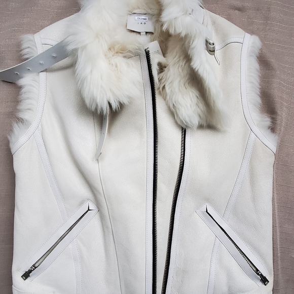 IRA COURTNEY LEATHER SHEARLING MOTO VEST - Picture 1 of 5